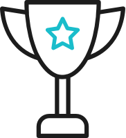 icône d'un trophée avec une étoile devant
