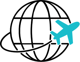 icône d'un avion qui vole autour du monde